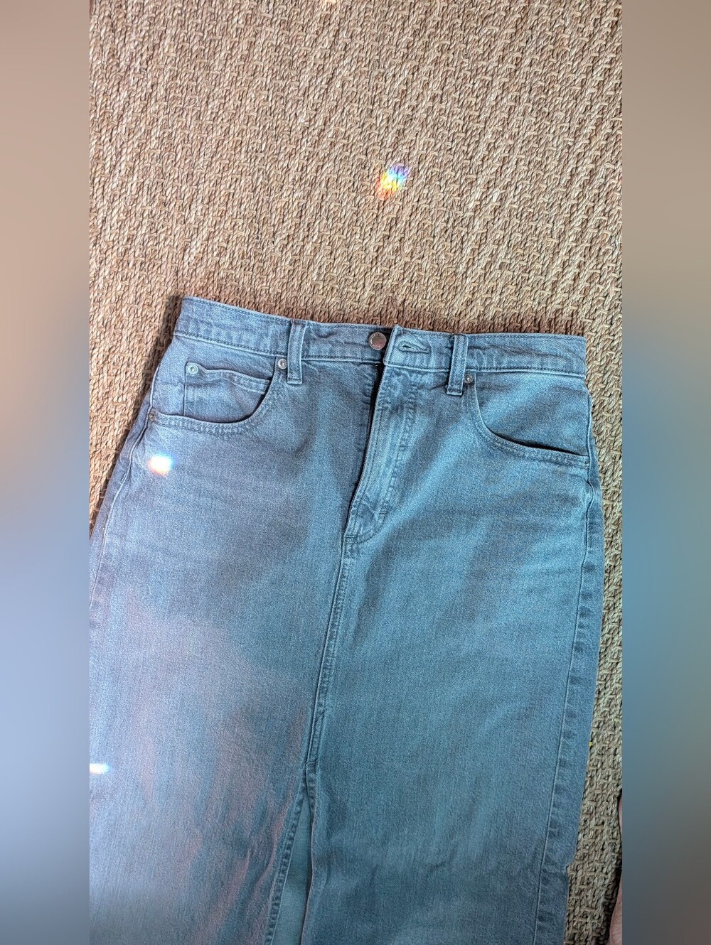 Long Denim Skirt. Blue/Gray Wash